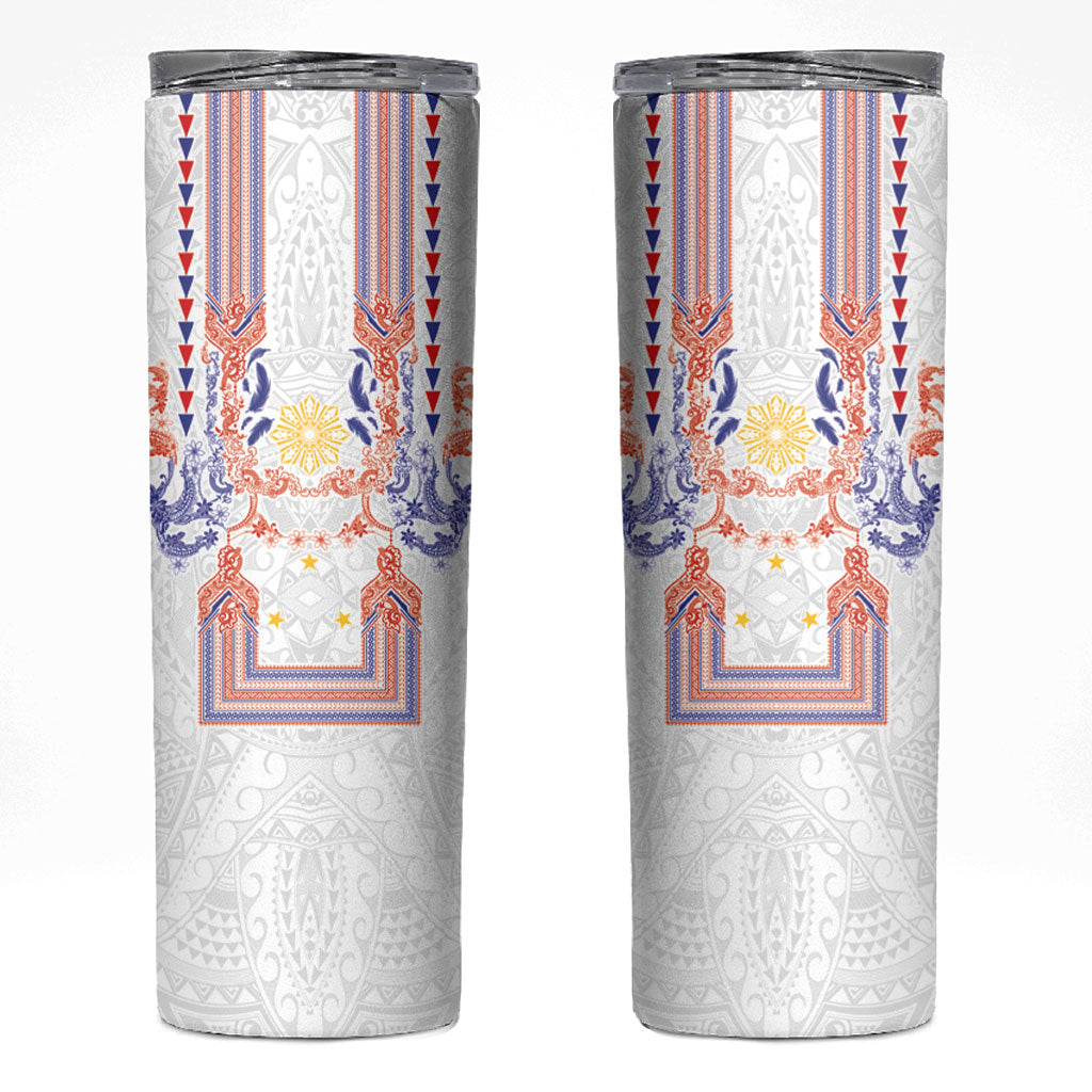 Philippines Barong Style Skinny Tumbler Polynesian Kakau Art Tattoos with Tribal Filipino Sun
