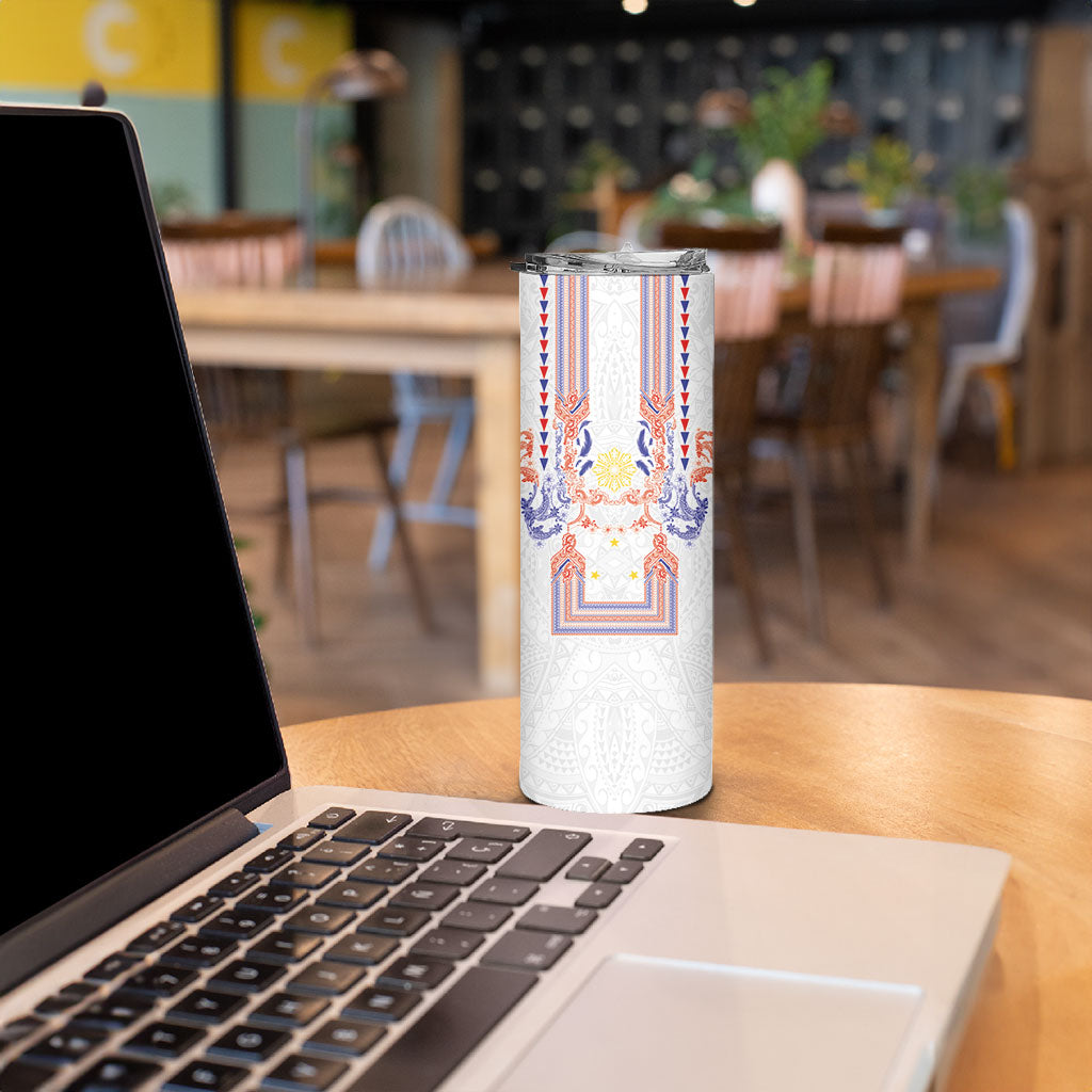 Philippines Barong Style Skinny Tumbler Polynesian Kakau Art Tattoos with Tribal Filipino Sun