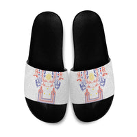 Philippines Barong Style Slide Sandals Polynesian Kakau Art Tattoos with Tribal Filipino Sun