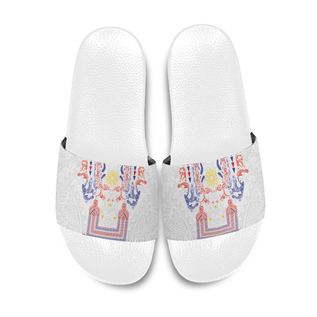 Philippines Barong Style Slide Sandals Polynesian Kakau Art Tattoos with Tribal Filipino Sun