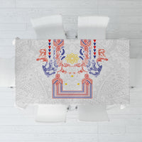 Philippines Barong Style Tablecloth Polynesian Kakau Art Tattoos with Tribal Filipino Sun