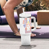Philippines Barong Style Tumbler With Handle Polynesian Kakau Art Tattoos with Tribal Filipino Sun