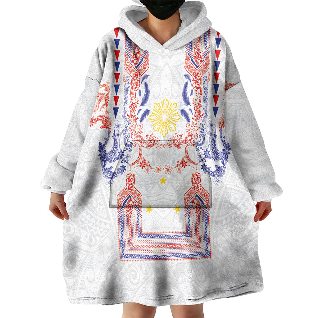 Philippines Barong Style Wearable Blanket Hoodie Polynesian Kakau Art Tattoos with Tribal Filipino Sun