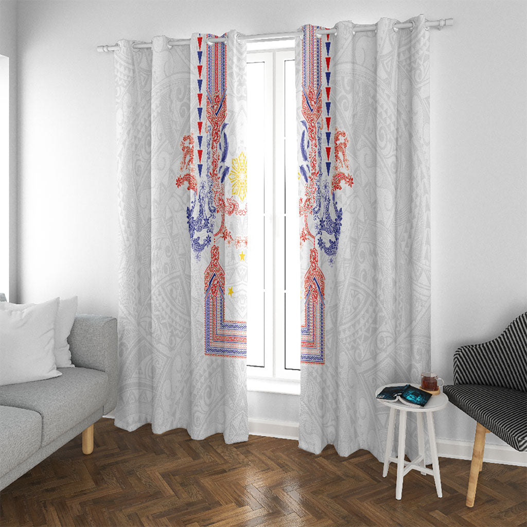 Philippines Barong Style Window Curtain Polynesian Kakau Art Tattoos with Tribal Filipino Sun