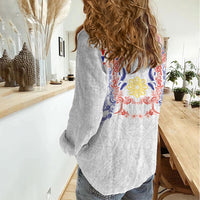 Philippines Barong Style Women Casual Shirt Polynesian Kakau Art Tattoos with Tribal Filipino Sun