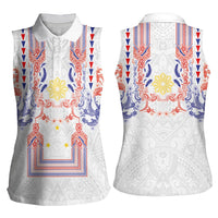 Philippines Barong Style Women Sleeveless Polo Shirt Polynesian Kakau Art Tattoos with Tribal Filipino Sun