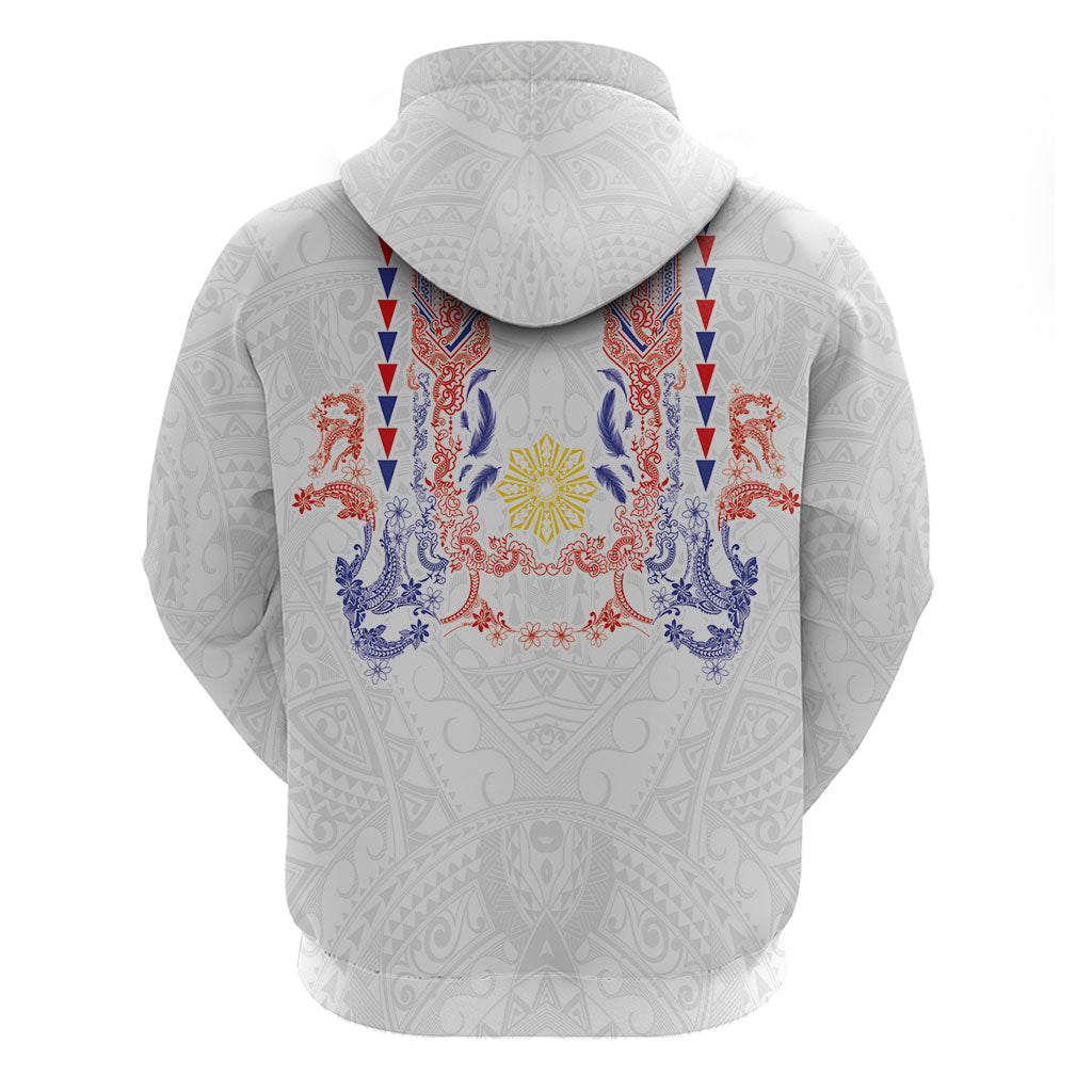 Philippines Barong Style Zip Hoodie Polynesian Kakau Art Tattoos with Tribal Filipino Sun