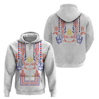 Philippines Barong Style Zip Hoodie Polynesian Kakau Art Tattoos with Tribal Filipino Sun