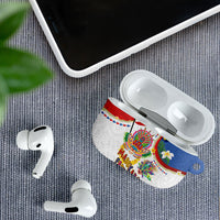 Philippines MassKara Festival AirPods Case Smile Masks with Hawaiian Art Pattern and Tropical Plants