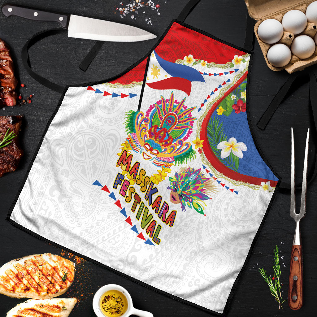 Philippines MassKara Festival Apron Smile Masks with Hawaiian Art Pattern and Tropical Plants