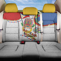 Philippines MassKara Festival Back Car Seat Cover Smile Masks with Hawaiian Art Pattern and Tropical Plants