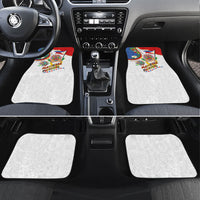Philippines MassKara Festival Car Mats Smile Masks with Hawaiian Art Pattern and Tropical Plants