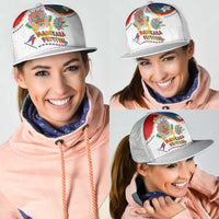 Philippines MassKara Festival Mesh Trucker Cap Smile Masks with Hawaiian Art Pattern and Tropical Plants