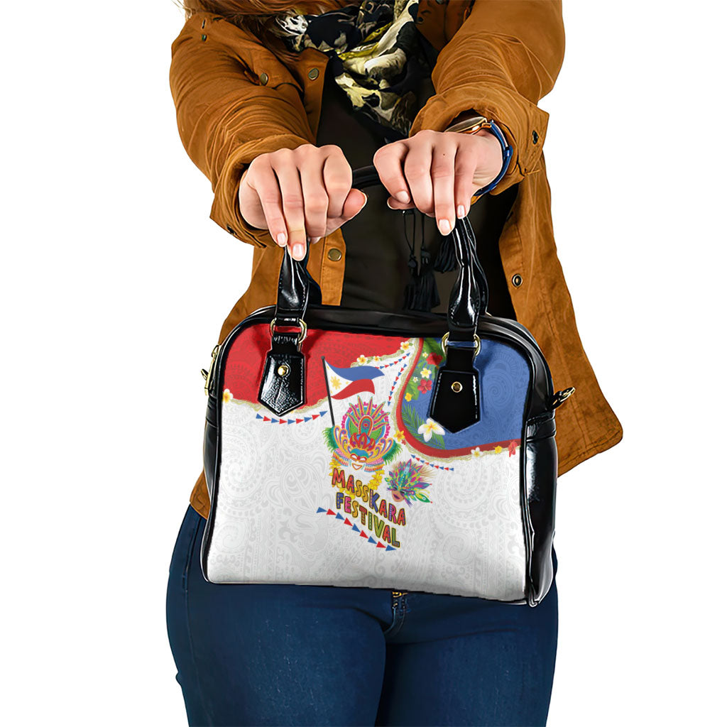 Philippines MassKara Festival Shoulder Handbag Smile Masks with Hawaiian Art Pattern and Tropical Plants LT03 One Size Multicolor - Polynesian Pride