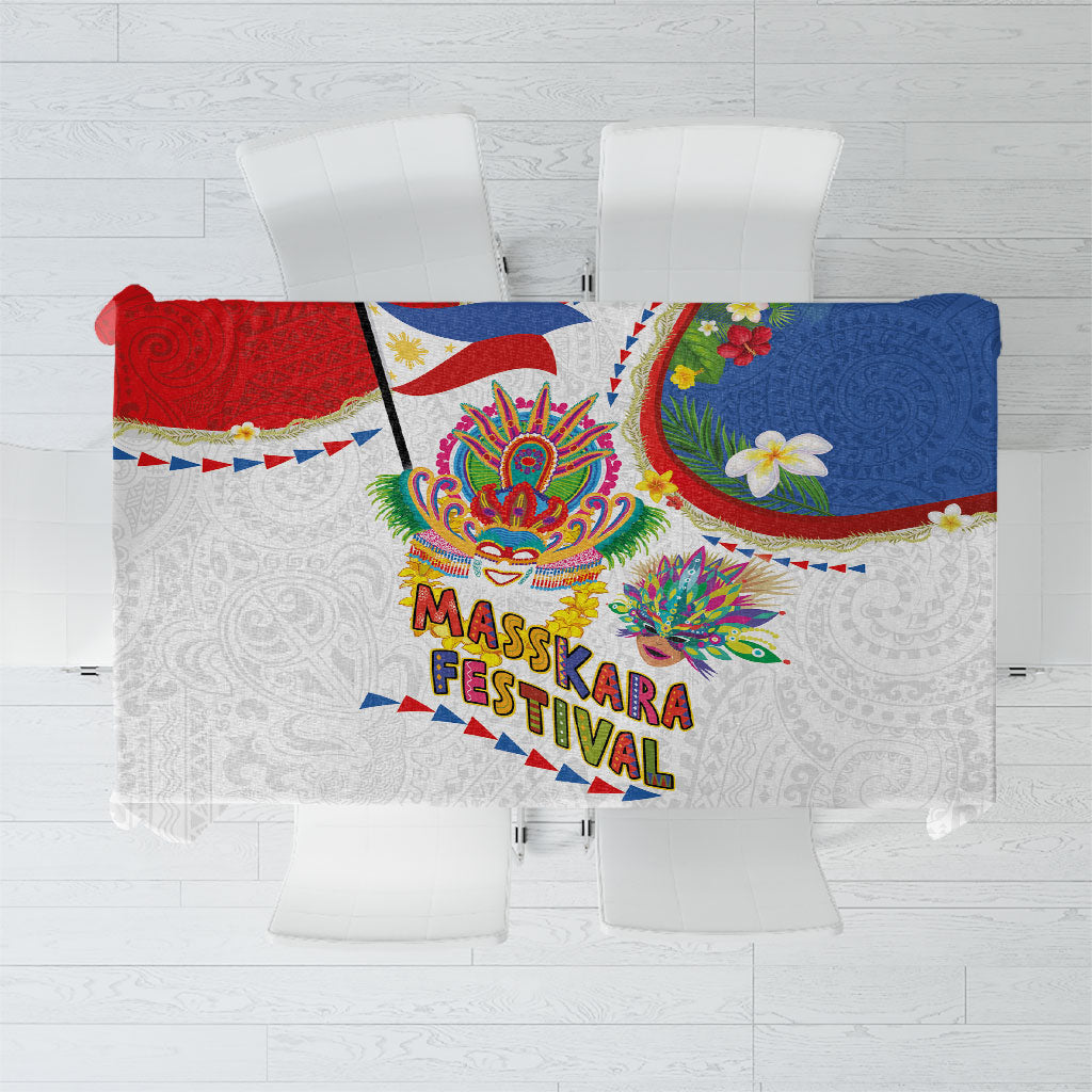 Philippines MassKara Festival Tablecloth Smile Masks with Hawaiian Art Pattern and Tropical Plants LT03 Multicolor - Polynesian Pride
