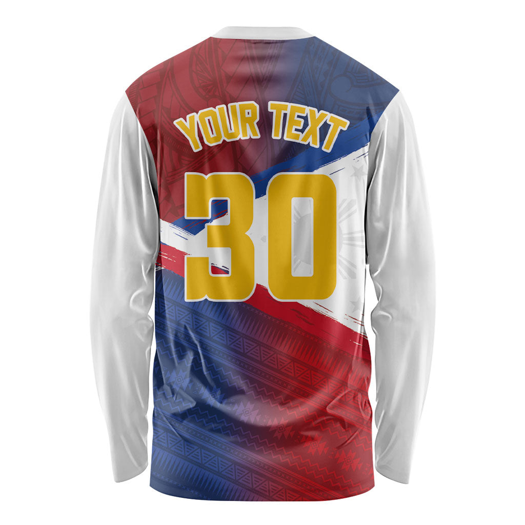 Philippines Basketball Custom Long Sleeve Shirt Pilipinas Tribal Pattern