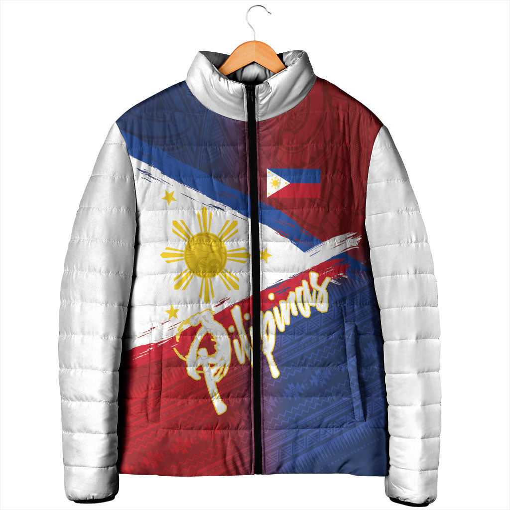 Philippines Basketball Custom Padded Jacket Pilipinas Tribal Pattern