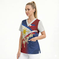 Philippines Basketball Custom Scrub Top Pilipinas Tribal Pattern