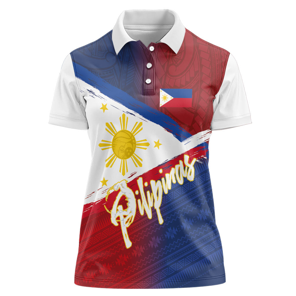 Philippines Basketball Custom Women Polo Shirt Pilipinas Tribal Pattern