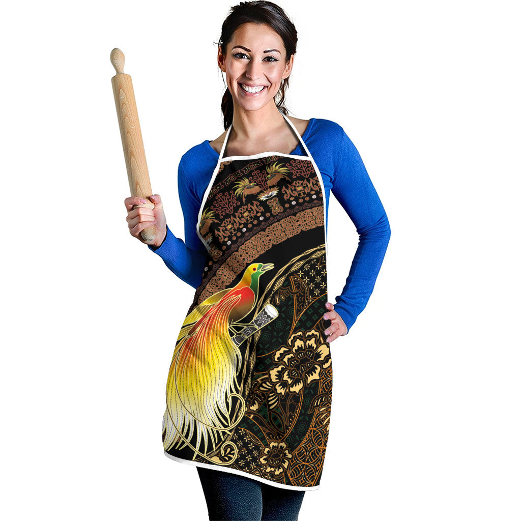 Papua New Guinea and Indonesia Batik Apron Bird of Paradise with Tribal Batik Patterns