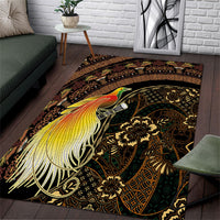 Papua New Guinea and Indonesia Batik Area Rug Bird of Paradise with Tribal Batik Patterns