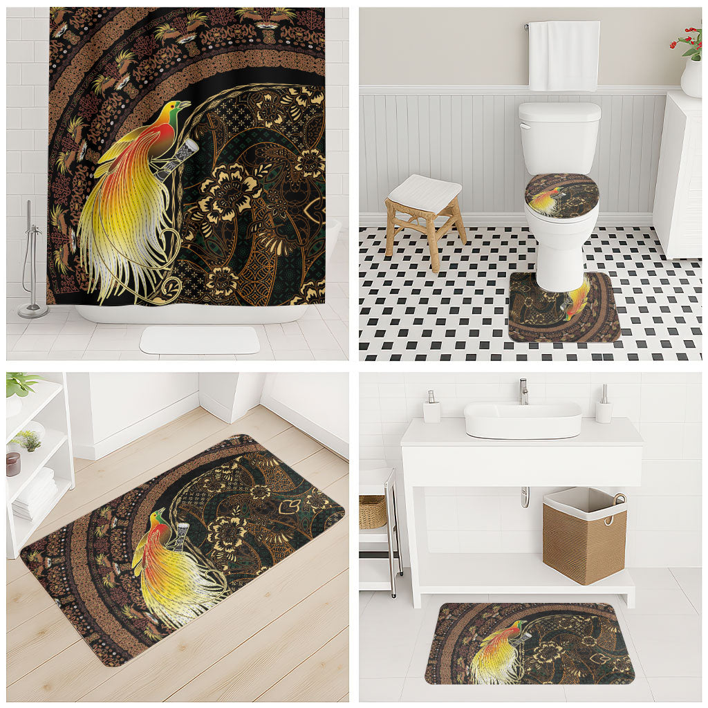 Papua New Guinea and Indonesia Batik Bathroom Set Bird of Paradise with Tribal Batik Patterns