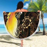 Papua New Guinea and Indonesia Batik Beach Blanket Bird of Paradise with Tribal Batik Patterns
