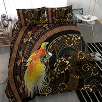 Papua New Guinea and Indonesia Batik Bedding Set Bird of Paradise with Tribal Batik Patterns