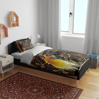 Papua New Guinea and Indonesia Batik Bedding Set Bird of Paradise with Tribal Batik Patterns