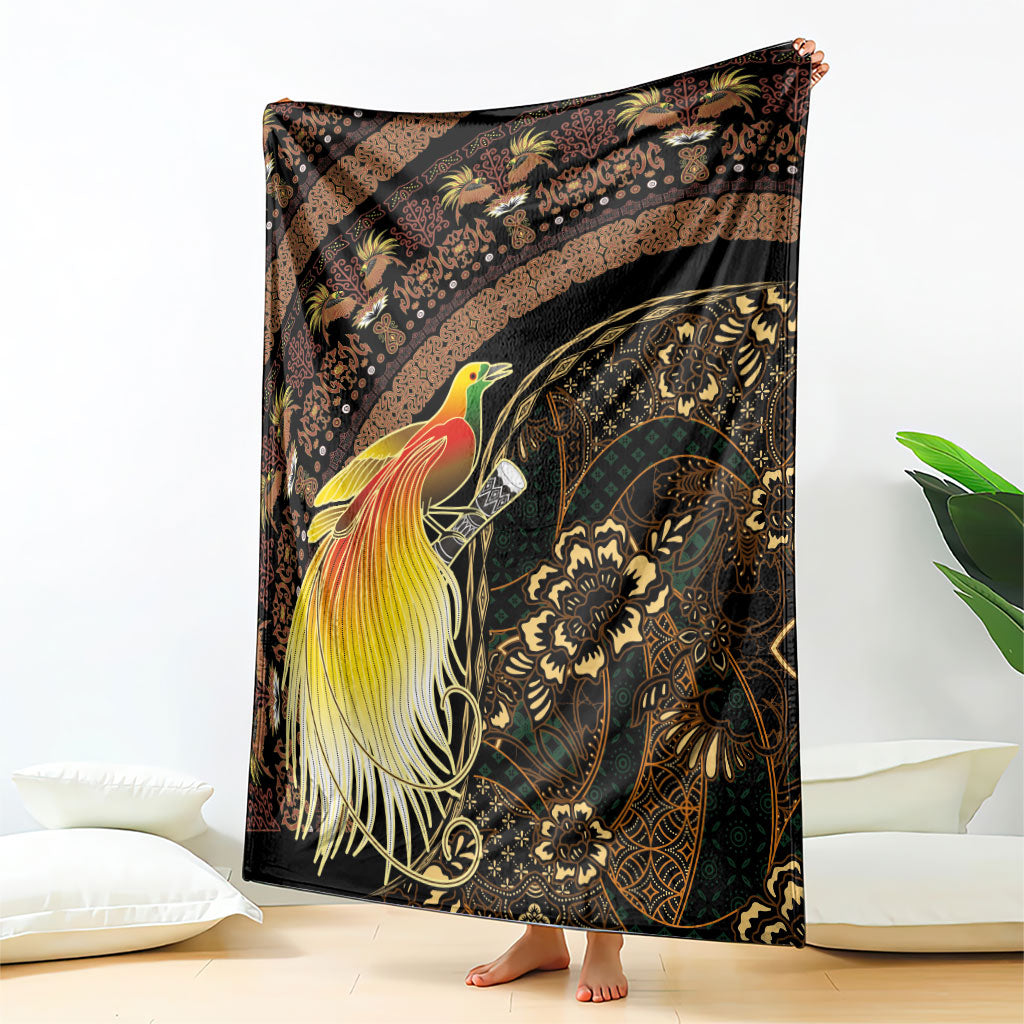 Papua New Guinea and Indonesia Batik Blanket Bird of Paradise with Tribal Batik Patterns