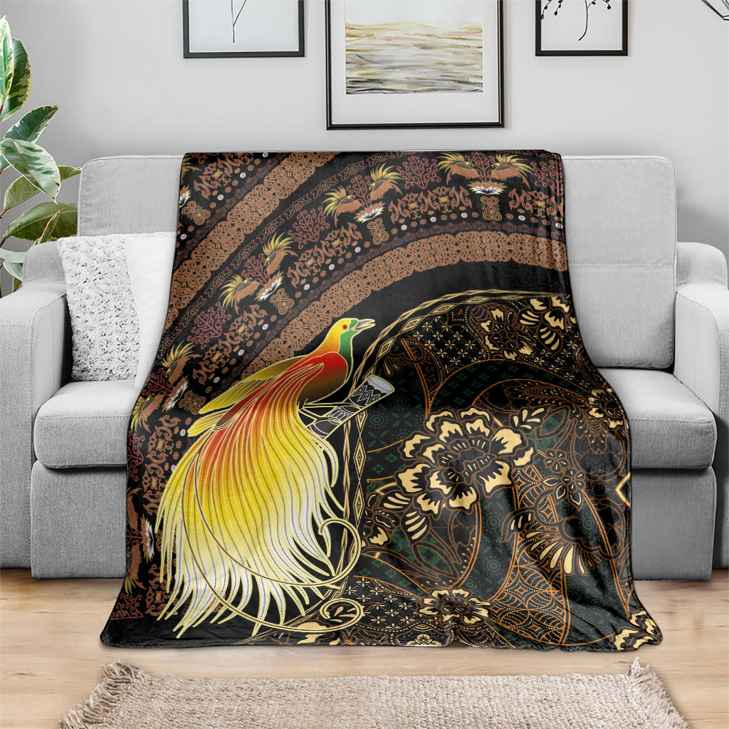 Papua New Guinea and Indonesia Batik Blanket Bird of Paradise with Tribal Batik Patterns