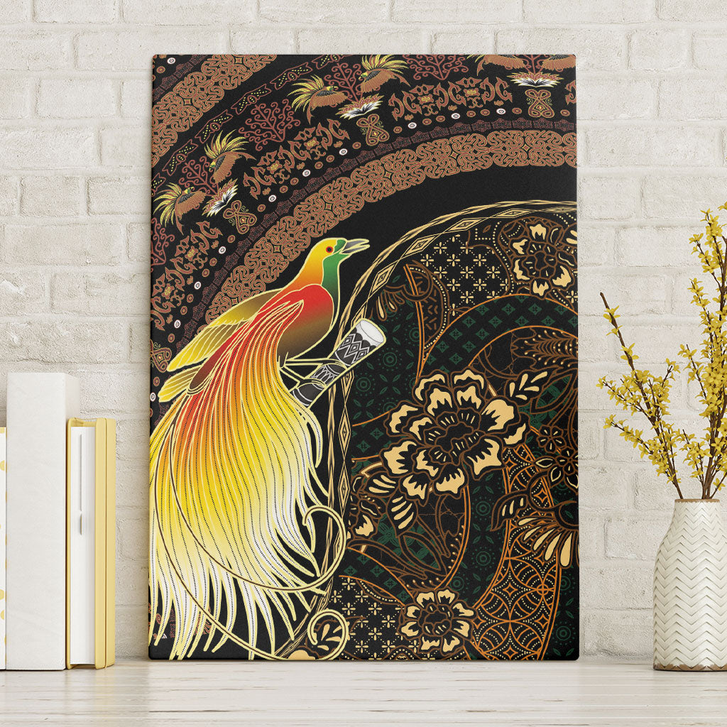 Papua New Guinea and Indonesia Batik Canvas Wall Art Bird of Paradise with Tribal Batik Patterns