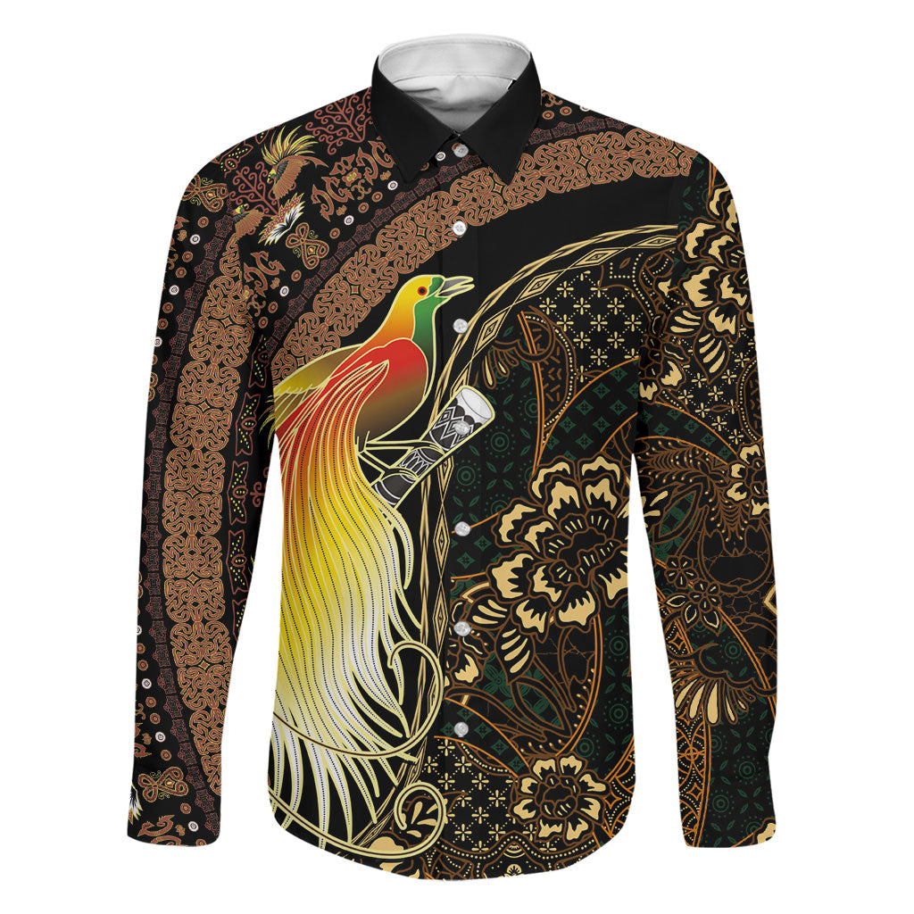 Papua New Guinea and Indonesia Batik Family Matching Off Shoulder Maxi Dress and Hawaiian Shirt Bird of Paradise with Tribal Batik Patterns