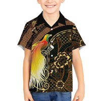 Papua New Guinea and Indonesia Batik Family Matching Puletasi and Hawaiian Shirt Bird of Paradise with Tribal Batik Patterns