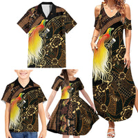 Papua New Guinea and Indonesia Batik Family Matching Summer Maxi Dress and Hawaiian Shirt Bird of Paradise with Tribal Batik Patterns