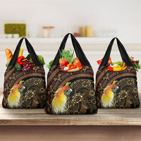 Papua New Guinea and Indonesia Batik Grocery Bag Bird of Paradise with Tribal Batik Patterns