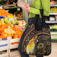 Papua New Guinea and Indonesia Batik Grocery Bag Bird of Paradise with Tribal Batik Patterns