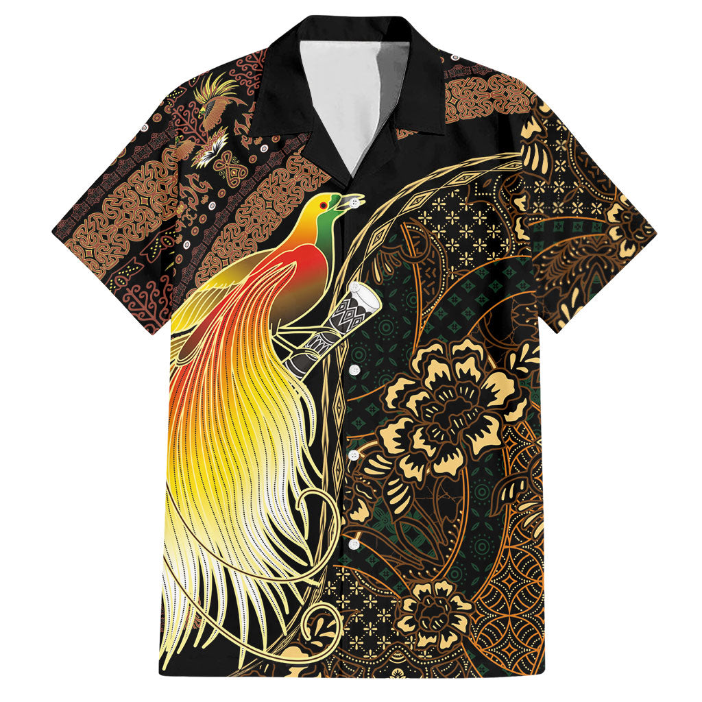 Papua New Guinea and Indonesia Batik Hawaiian Shirt Bird of Paradise with Tribal Batik Patterns