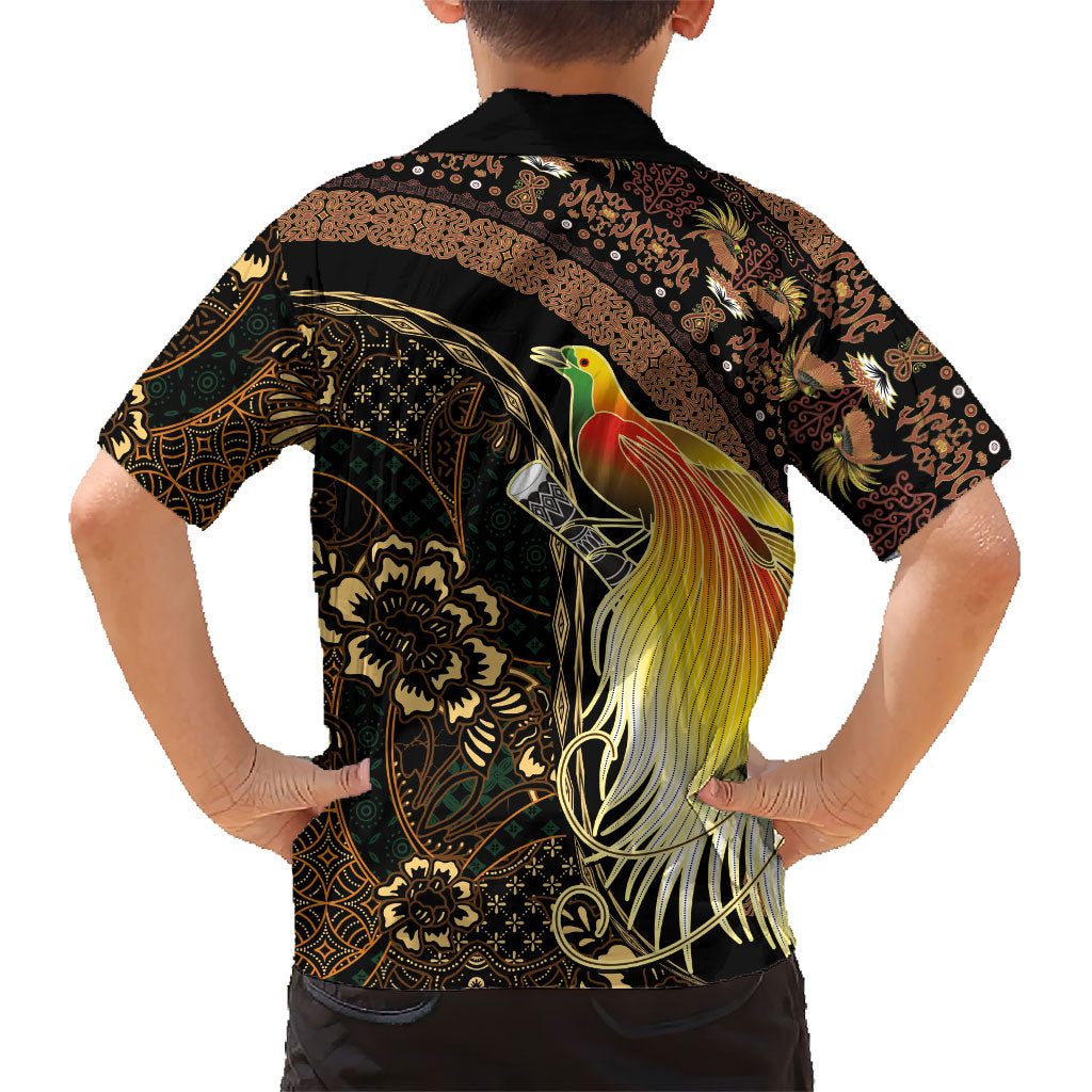 Papua New Guinea and Indonesia Batik Hawaiian Shirt Bird of Paradise with Tribal Batik Patterns