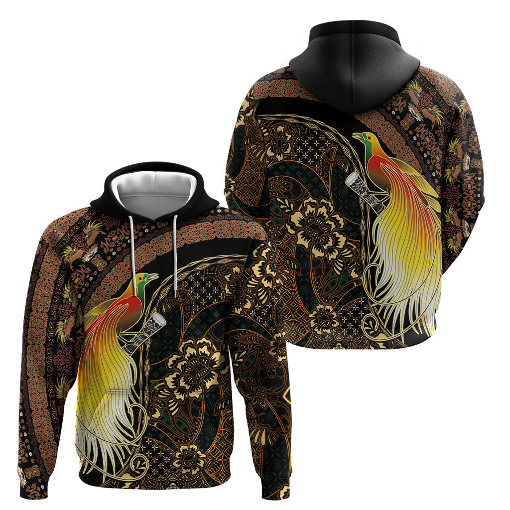 Papua New Guinea and Indonesia Batik Hoodie Bird of Paradise with Tribal Batik Patterns