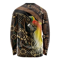 Papua New Guinea and Indonesia Batik Long Sleeve Shirt Bird of Paradise with Tribal Batik Patterns