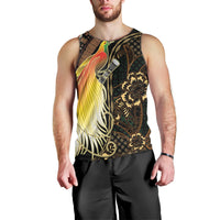 Papua New Guinea and Indonesia Batik Men Tank Top Bird of Paradise with Tribal Batik Patterns