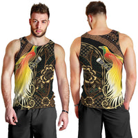 Papua New Guinea and Indonesia Batik Men Tank Top Bird of Paradise with Tribal Batik Patterns