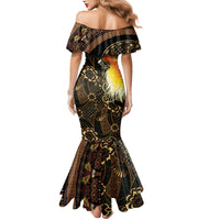 Papua New Guinea and Indonesia Batik Mermaid Dress Bird of Paradise with Tribal Batik Patterns