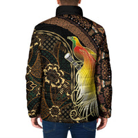Papua New Guinea and Indonesia Batik Padded Jacket Bird of Paradise with Tribal Batik Patterns