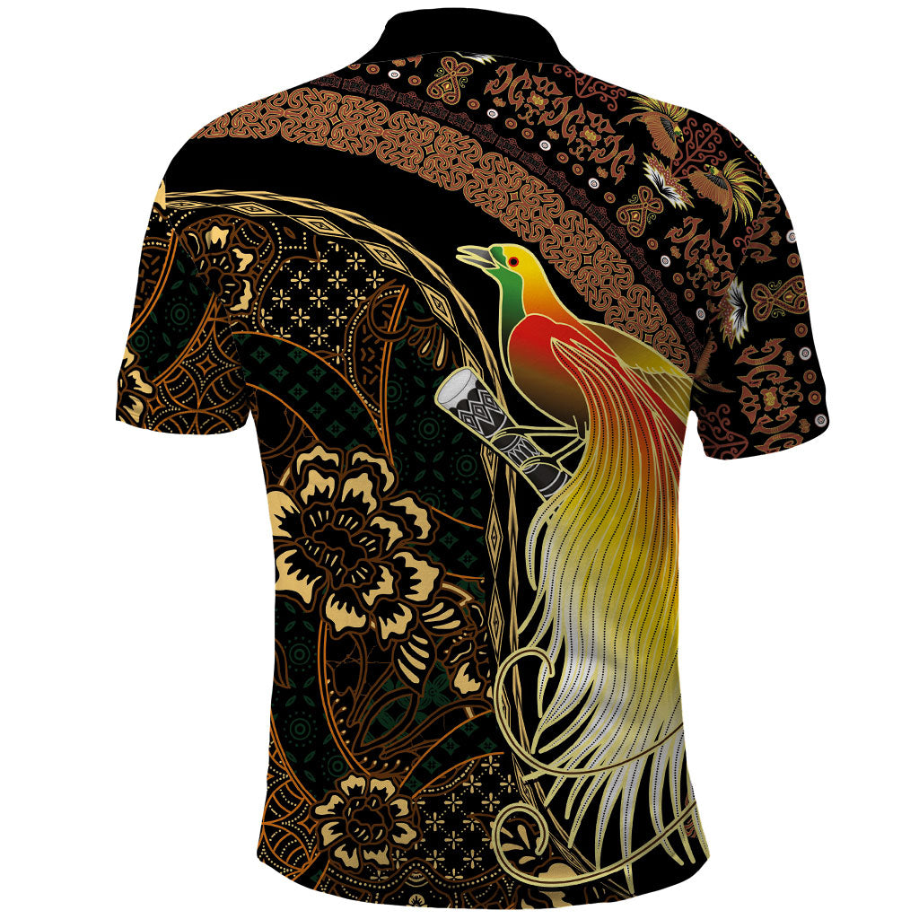 Papua New Guinea and Indonesia Batik Polo Shirt Bird of Paradise with Tribal Batik Patterns