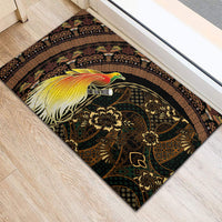 Papua New Guinea and Indonesia Batik Rubber Doormat Bird of Paradise with Tribal Batik Patterns