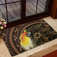 Papua New Guinea and Indonesia Batik Rubber Doormat Bird of Paradise with Tribal Batik Patterns