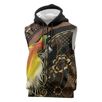 Papua New Guinea and Indonesia Batik Sleeveless Zip Hoodie Bird of Paradise with Tribal Batik Patterns
