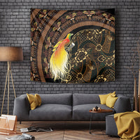 Papua New Guinea and Indonesia Batik Tapestry Bird of Paradise with Tribal Batik Patterns